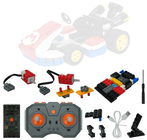 Remote Control Motor Upgrade Kit for Lego Mario Kart 72037 – 2 Motors, Rechargeable Battery & Controller Included – Power Pack Only, Model Not Included