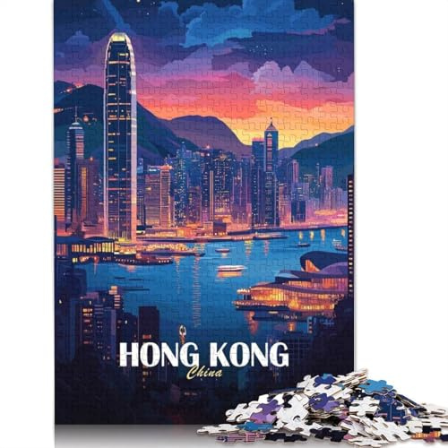 1000 Pieces Jigsaw Puzzles Hong Kong Cityscape at Dusk Jigsaw Puzzles for Adults Paperboard Puzzles Challenging Game Puzzles 38x26cm/1000pcs