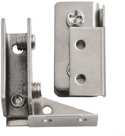 2 Stück Glastürscharniere, ohne Bohren, magnetische Clips oben unten für Vitrine, Haustierschrank, rahmenlose Glas-Halterungen (Silber)