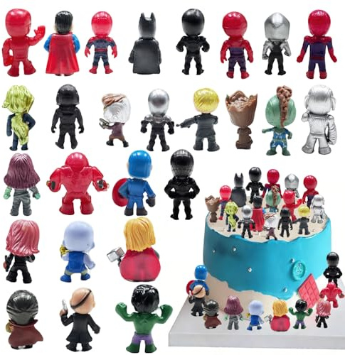 BAISHUWU Lot de 26 Mini Figurines d'Action - Décoration de Gâteau - Figurines de Dessin Animé - Pour Fêtes d'Anniversaire d'Enfants