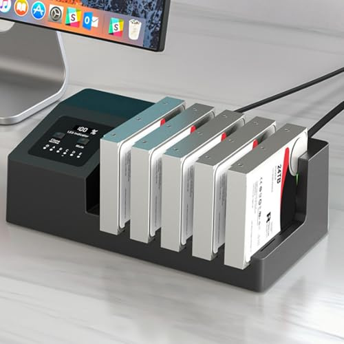 5 Bay HDD Enclosure, Type C Hard Drive Duplicator, SATA III Hard Drive Docking Station,with Offline Clone&Support 120TB Expansion