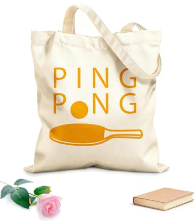 AILOONG Handtaschen aus Polyester-Baumwolle Tischtennis-Emblem Ping-Pong-Spiel Sport 340g/m² dickes Gewebe Auch als Kosmetiktasche verwendbar