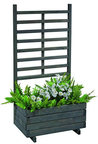 GASPO Blumenkasten mit Rankhilfe Gmunden Blumentopf aus Holz L 68 cm x T 37 cm x H 136 cm Vintage-grau