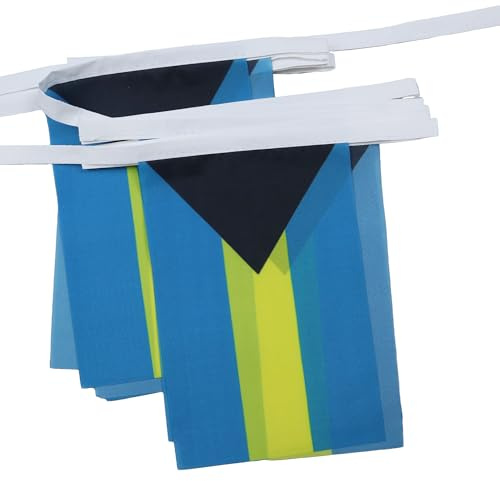 AZ FLAG Wimpelkette Bahamas 6 m 20 Flaggen Leichtes Polyester 21x15 cm | Für innen und außen Commonwealth der Bahamas Flaggenkette Flaggen auf verstärktem Band vernäht