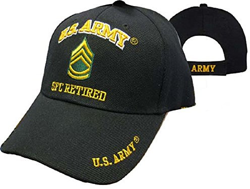 U.S. Army SFC Retired Military Black Embroidered Cap Hat 560C