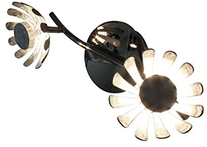 Zweiflammige LED Deckenleuchte BLOOM im Florentiner Stil mit Blumen Motiv, Metall Blattsilber