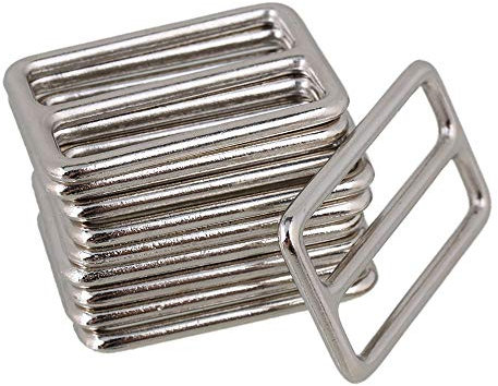 10Pcs Metal Tri-Glide Slides Buckles Kit 38mm, Tri-Glide Slides Square Ring Slide Adjusters Buckles Webbing Belts Buckle for Belt Bags DIY Accessories