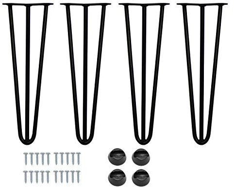 4 x Hairpin Table Legs, 4Pcs/Set 16inch Hairpin Metal Table 3 Rod and Furniture Legs, DIY Furniture Solid Iron Laptop Table Legs Perfect for Coffee Table, Dining Table, Designer Desk, etc