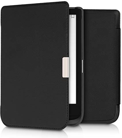 kwmobile Étui Compatible avec Pocketbook Touch Lux 4/5/Touch HD 3/Color (2020)/ Vivlio Lux 5 Coque - Étui à Rabat magnétique Tablette eReader Similicuir - Noir