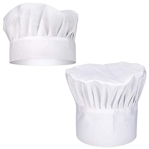 Savita 2 Stück Kochmütze Chef Hut Kochhaube Einstellbar Gummiband für Küche Hotel Restaurant Arbeit Hut Männer Frauen Küchenmütze (Weiß)