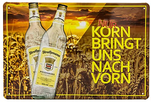 30 x 20 cm Retro Blechschild passend für Korn und Schnaps Liebhaber und Genießer, Deko Bar Schild, geprägtes Stahlblech