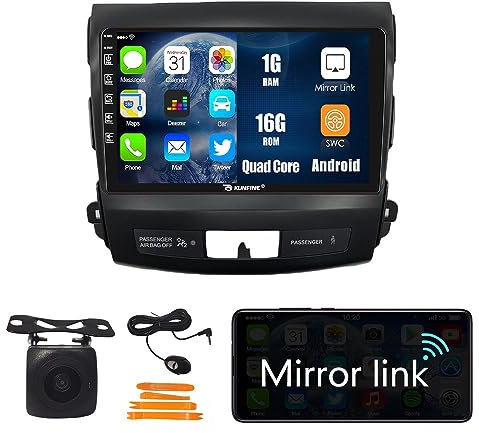 Kunfine Automática Android Navegación Estéreo GPS Radio Cámara de Marcha Atrás 9 IPS Pantalla Táctil Tabletas Pad Reproductor de Medios para Mitsubishi Outlander 2005-2012 Quad Core 1G+16G