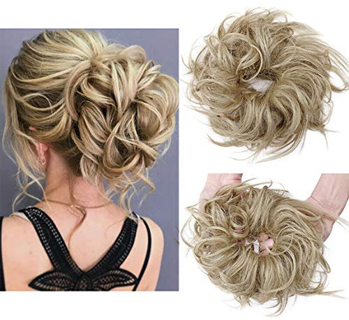 XXL Haarteil Extensions Dutt Haargummi mit Haaren Glatt Haarknoten Hochsteckfrisuren Haarverlängerung für Frauen 45g Graublond