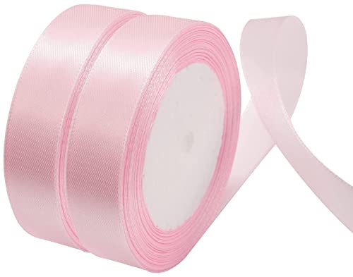 NOVAGO-2 Rouleaux 22 M ruban satin largeur 2 cm -Décoration pour Fleurs, cadeaux, Mariage, fêtes. (Rose)