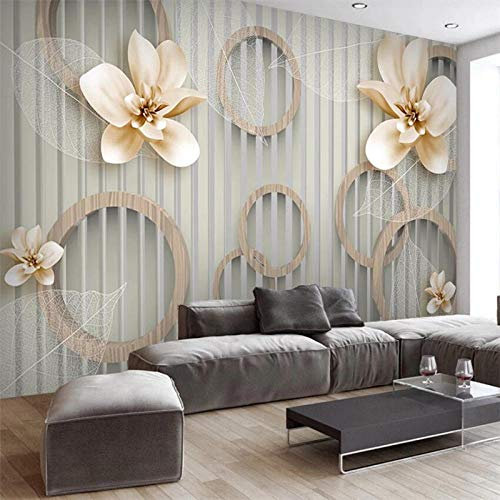 Papier Peint 3D Papier Peint Personnalisé 3D Papel De Parede En Relief Bois Sculpture Mur De Lys Salon Chambre Hôtel Peinture Décorative -430 * 300Cm