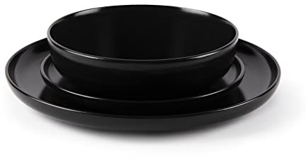 Excelsa 65861, Nordic - Juego de mesa de 12 piezas, cerámica, color negro