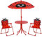 Outsunny 4tlg. Kindersitzgruppe Garten Gartentisch 2 Klappstühle Sonnenschirm Camping Kindersitzgarnitur Gartenmöbel für 3-5 Jahre Rot