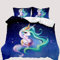 AOXHFNV Einhorn Mädchen Rosa Bettwäsche Set 135x200cm Süßer Einhorn-Stern-Mond-Muster Bettbezug Einhorn Bettwäsche für Kinder, Jungen und Mädchen (Blau, 135 x 200 cm)