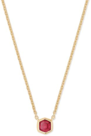 Kendra Scott Davie Pendant Necklace in 18K Gold Vermeil, Fine Jewelry for Women, Red Garnet