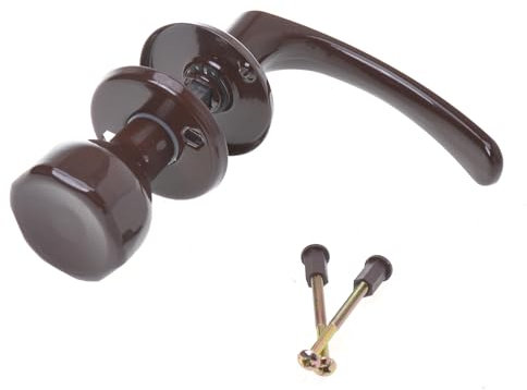 Aqbau® Türdrücker mit Türknopf drehbar | Knopfdrücker | Türknauf | Knauf | Komplettes Set inkl. Bolzen und Schrauben (Braun)