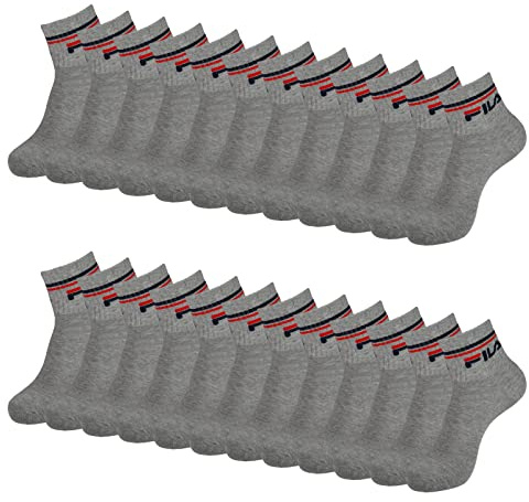 FILA 12 Paar Herren Damen Quarter Sportsocken Quartersocks Calza, Größe:43-46, Artikel:-400 grey melange