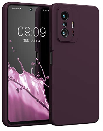 kwmobile Hülle kompatibel mit Xiaomi 11T / 11T Pro Hülle - gummierte TPU Silikon Handyhülle - Schutzhülle für kabelloses Laden - Case in Bordeaux Violett