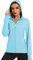 MAGCOMSEN Damen Sonnenschutz Hoodie Jacke Voll Reißverschluss Leicht Rashguard für Fishing Surfen Damen Daumenloch Outdoor Sportjacke Quick Dry Trekking Shirt mit Kapuze Hellblau S