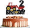 Bagger deko Kindergeburtstag 2 Jahre Bagger Doppelseitig Kuchendeko 2. Geburtstag Junge Happy Birthday Tortendeko