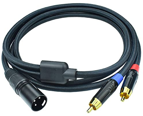 Ihurllu 2 RCA to XLR Male Y Splitter Cable, 3.3Feet Dual RCA to XLR Breakout Audio Patch Cord Adapter, Nylon Braided Heavy Duty, Copper Shielded Noise Free, for Mixer, Studio Monitor, Speaker