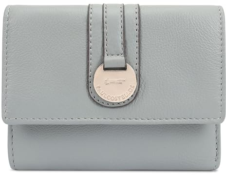 Paul Costelloe LAWA Damen-Geldbörse aus echtem Leder mit Klappe & Gold-Finish Logo geprägte Hardware-Scheibe – elegante und stilvolle Designer-Geldbörse, shadow, Einheitsgröße, Designer
