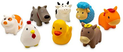 TACHAN - Bolsa 8 Figuras de baño - Animales de la Granja - Juguetes para la bañera - Material Suave y Blando - Fácil de Guardar y Transportar (CPA Toy Group 756T00810)