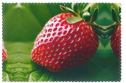 Esstisch-Tischsets mit Erdbeer-Druck, rutschfest, für drinnen und draußen, 6 Stück