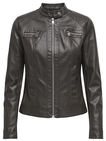 ONLY ONLBANDIT Faux Leather Biker OTW Noos, Veste de Motard Femme, Chocolate Torte, 38