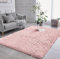 AMEHA Tapis moelleux à poils longs pour chambre à coucher - Tapis moderne en peluche super doux antidérapant qui ne perd pas ses poils - Facile à nettoyer - 120 x 170 cm - Rose