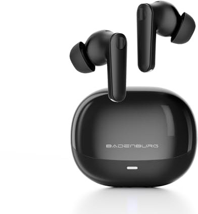 BADENBURG AB2 Kabellose Ohrhörer，Bluetooth 5.3 In-Ear Kopfhörer, Aktiver Geräuschunterdrückung(ANC)，4-Mic ENC ，Bassverstärkungsalgorithmus, 13mm Titantreiber, 40H+ Akkuleistung(Shwarz)
