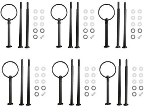 Koomiao Etageren Stangen Set,6 Set Etagere Bausatz,2 bis 3 Etage Metallstangen,Etagerenhalter mit Schrauben und Unterlegscheiben für Geburtstag Hochzeitstorte Tortenständer (Schwarz)