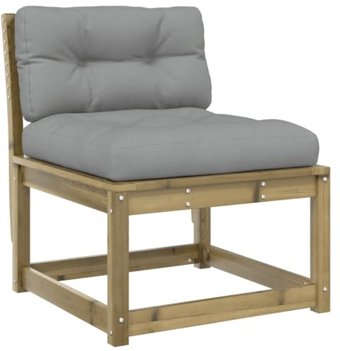 vidaXL Gartensofa ohne Armlehnen mit Kissen, Outdoor Sofa Modular mit Latten-Design, Gartensessel mit Rückenlehne, Gartenmöbel Terrassenmöbel, Kiefernholz Imprägniert