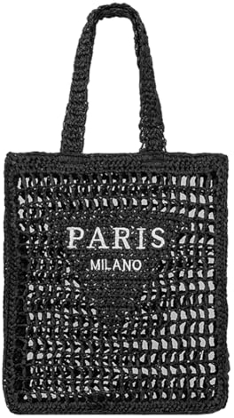 TIAASTAP Groß Strohtaschen Boho Geflochtene Tasche Stroh Handtasche Basttaschen Tote Bag Aesthetic Korbtaschen Strandtasche Groß Shopper Tasche Gewebte Tasche für Strand Reise Einkauf