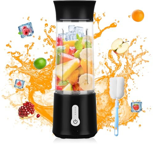 Vegena Batidora Portátil, Batidora De Vaso, Licuadora 500ml, Batidora De Vaso Portatil, Negro Mini Batidora, Recargable por USB, Licuadora Portátil para Fresh Juice Smoothies para Familias, Oficina