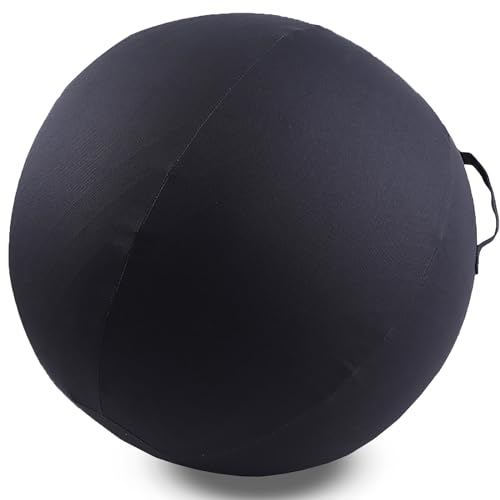 WTZHHK 65 cm Gymnastikball-Stuhlbezug, Pilates-Yoga-Ball Bezug, Schwangerschaftsball Bezug, Balance-Ball-Sitzbezug, für Sitzball-Fitnessball, Faltbarer Sitzball-Stoffbezug(Color:Dark Gray)