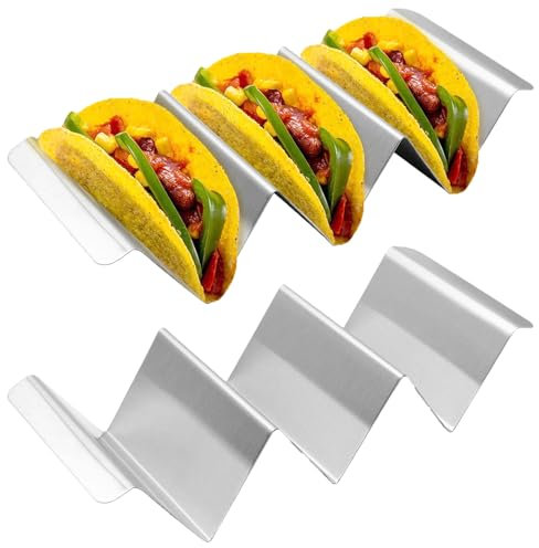 2 Stück Taco Halter, Edelstahl Taco Ständer, Tray Holder Hält Familien Partys Picknick Taco Rack für Halten Tacos, Hot Dogs, Sandwiches und Pfannkuchen, für Restaurant, Zuhause, Party, Festivals