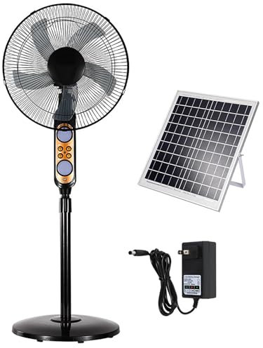HSPLXYT Pedestal Fan, Oscillating Solar Fans/Floor Fans/Camping Fans, Adjustable Height, Can be used both indoors and outdoors,A - button control; B - button + remote control;18(B)