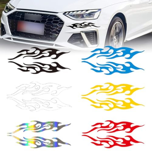 12 Stück Fahrrad Flamme Reflektierende Aufkleber Helm Feuer Aufkleber 6 Farben Dekorative Aufkleber Fahrrad Aufkleber und Abziehbilder für DIY