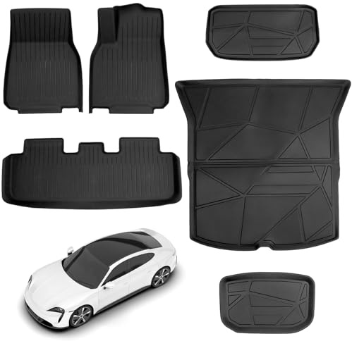 QWORK® 6 Stück Automatten Set, Allwetter-Fußmatten Auto, Kompatibel mit Tesla Model Y 2020-2024
