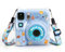 Lot de 3 étuis transparents avec sangle et autocollant pour Instax Mini SE, housse de protection avec compartiment de rangement pour photos, étui de transport rigide transparent pour appareil photo
