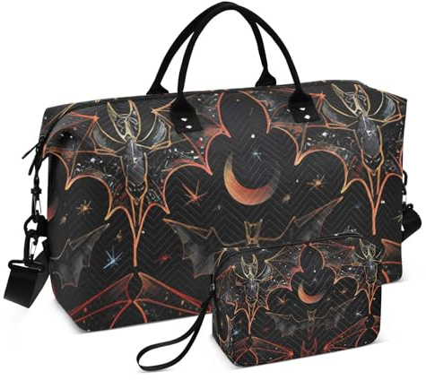 Mnsruu Black Duffle Bag, 52*20*35cm, Polyester, Gym Sports Travel Bag with Toiletry Bag