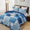 Simple&Opulence Quilted Patchwork Bedspread Double Size, Bed Throw 3 Piece Bedding Set Includes Coverlet with 2 Pillowcase, Floral Patchwork Quilted Throw(220x240cm,Blue)