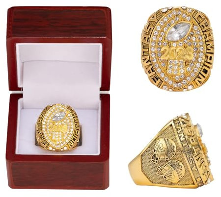 HYKJSHED 2023 Fantasy Football Championship Ring mit Box, FFL League Ringe, Souvenir-Geschenke for Fan-Freunde, Büroschränke(Blanc,11)