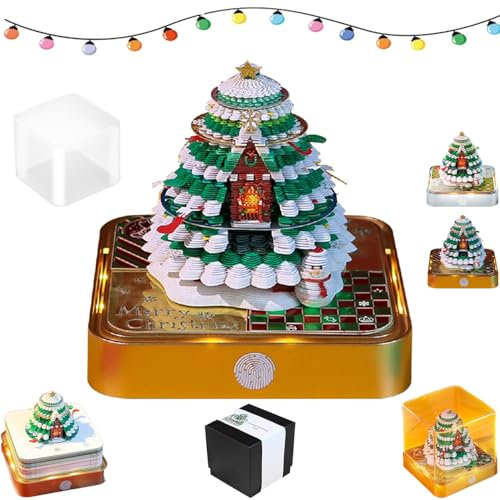 JTYEBY Calendrier Bureau 2025 3D, Calendrier de Bureau Arbre de Noël avec Lumière LED, Déchirable Bloc Notes, DIY Sculpture en Papier Créative, Cadeau Attentionné pour Amis et Collègues