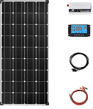 Panneau Solaire Kit de système de Panneau Solaire Complet 12V 110V 220V 1000W Chargeur d'onduleur Alimentation photovoltaïque pour la Maison RV Remorques Bateaux Hangars, système 12V 110V